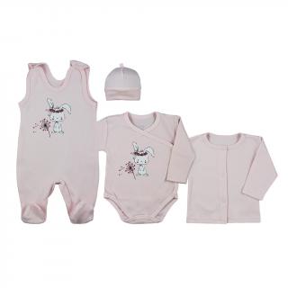 KOALA 4-dielna dojčenská súprava Rabbit pink 100% bavlna 56 (0-3m)