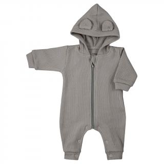 KOALA Kojenecký overal s kapucí a oušky Pure beige Bavlna/Elastan 80 (9-12m)