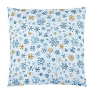 Kvalitex Obliečka na vankúšik Vianočné VLOČKY modrobéžové Bavlna, 40/40 cm