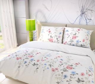 Kvalitex Predĺžené obliečky DELUX LÚKA ružová bavlna Bavlna, 140/220, 70/90 cm