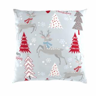 Kvalitex Vianočná obliečka na vankúšik STROMY sivé Bavlna, 40/40 cm