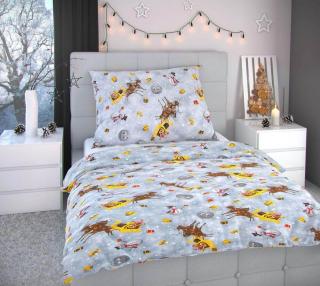 Kvalitex Vianočné obliečky SNEHULIACI sivé Bavlna, 140/200, 70/90 cm