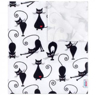 Nepremokavá flanelová podložka New Baby biela s čiernou mačkou Bavlna/Polyester 47x75 cm