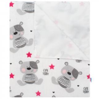 Nepremokavá flanelová podložka New Baby Cute Teddy ružová Bavlna/Polyester 47x75 cm