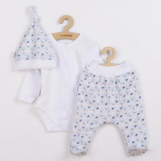 NEW BABY 3-dielna bavlnená dojčenská súprava Kiddy bielo-modrá 68 100% bavlna 68 (4-6m)