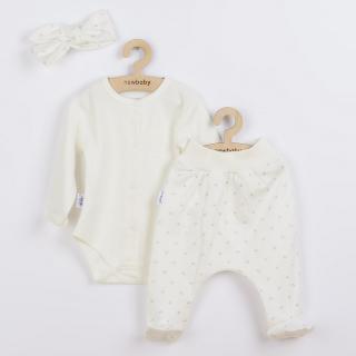 NEW BABY 3-dielna bavlnená dojčenská súprava Kiddy smotanová 68 100% bavlna 68 (4-6m)