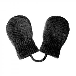 NEW BABY Detské zimné rukavičky so šnúrkou čierne acryl/elastan 56 (0-3m)