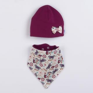 NEW BABY Dojčenská čiapočka s šatkou na krk Missy fialová Bavlna/Elastan 92 (18-24m)