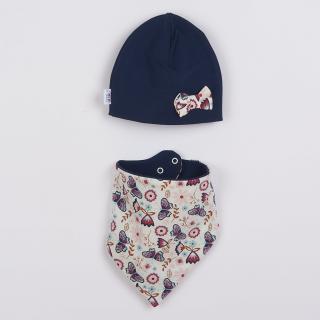 NEW BABY Dojčenská čiapočka s šatkou na krk Missy modrá Bavlna/Elastan 74 (6-9m)