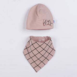 NEW BABY Dojčenská čiapočka s šatkou na krk Missy ružová Bavlna/Elastan 86 (12-18m)