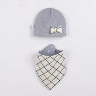 NEW BABY Dojčenská čiapočka s šatkou na krk Missy sivá Bavlna/Elastan 74 (6-9m)