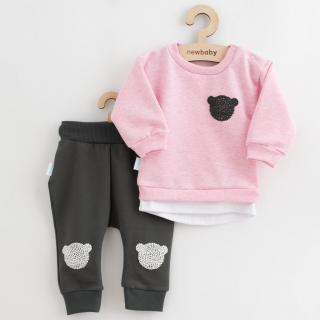 NEW BABY Dojčenská súprava tričko a tepláčky Brave Bear ABS ružová bavlna/elastan 56 (0-3m)