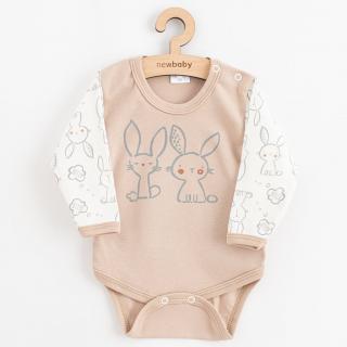NEW BABY Dojčenské bavlnené body s dlhým rukávom Rabbit friends 100% bavlna 56 (0-3m)