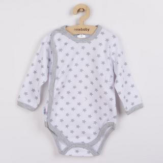 NEW BABY Dojčenské body celorozopínacie Classic II sivé s hviezdičkami 74 100% bavlna 74 (6-9m)