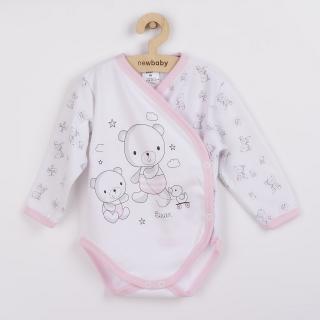 NEW BABY Dojčenské body s bočným zapínamím Bears ružové 50 100% bavlna 50