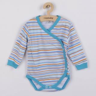 NEW BABY Dojčenské body s dlhým rukávom celorozopínacie Puppik 2 tyrkysové 62 100% bavlna 62 (3-6m)