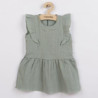 NEW BABY Dojčenské mušelínové šaty Summer Nature Collection mätové 56 100% Bavlna 56 (0-3m)