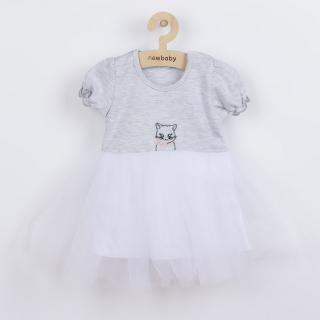 NEW BABY Dojčenské šatôčky s tylovou sukienkou Wonderful sivé 80 Bavlna/Polyester 80 (9-12m)