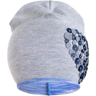 NEW BABY Jarná čiapočka srdiečko sivo-fialová 100% bavlna 110 (4-5r)