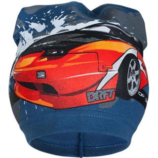NEW BABY Jarná detská čiapočka auto modrá 100% bavlna 104 (3-4r)