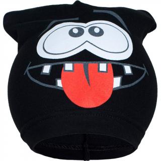NEW BABY Jarná detská čiapočka smejko čierná 100% bavlna 104 (3-4r)
