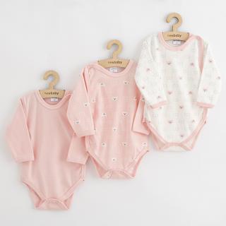 NEW BABY Kojenecké celorozepínací body Classic II Holka 3ks ružová Bavlna 68 (4-6m)