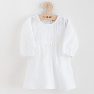 NEW BABY Kojenecké mušelínové šaty s dlouhým rukávem Elizabeth biela 100% bavlna 68 (4-6m)