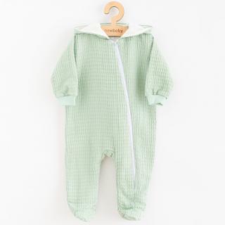 NEW BABY Kojenecký mušelínový overal s kapucí Comfort clothes šalvějová Bavlna 80 (9-12m)