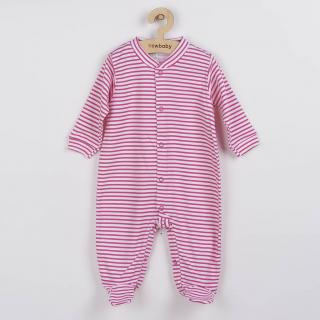 NEW BABY Kojenecký overal New Baby Classic II s růžovými pruhy 100% Bavlna 74 (6-9m)