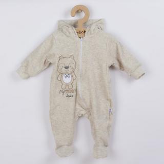 NEW BABY Kojenecký semiškový overal s kapucí New Baby Sweetheart béžový Bavlna/Polyester 56 (0-3m)