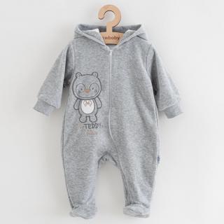 NEW BABY Kojenecký semiškový overal s kapucí New Baby Sweetheart šedý Bavlna/Polyester 68 (4-6m)