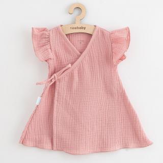 NEW BABY Letní kojenecké mušelínové šaty Soft dress ružová 100% bavlna 56 (0-3m)