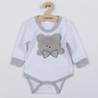 NEW BABY Luxusní kojenecké body s dlouhým rukávem New Baby Honey Bear s 3D aplikací 56 100% bavlna 56 (0-3m)