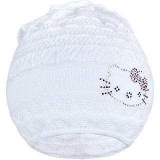NEW BABY Pletená čiapočka-šatka New Baby mačička biela 100% bavlna 104 (3-4r)