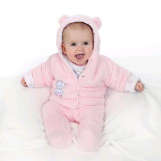 NEW BABY Zimní kabátek Nice Bear růžový Bavlna/Polyester/Antialergické vlákno 80 (9-12m)