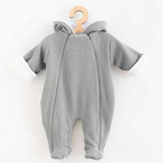 NEW BABY Zimní kojenecká kombinéza s kapucí Frosty grey Bavlna/Elastan/Welsoft/Polyesterové vlákno 62 (3-6m)