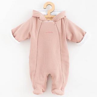 NEW BABY Zimní kojenecká kombinéza s kapucí Frosty pink Bavlna/Elastan/Welsoft/Polyesterové vlákno 62 (3-6m)