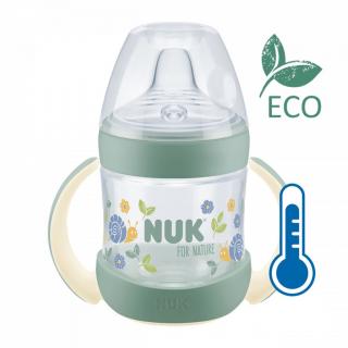 NUK Dojčenská fľaša na učenie for Nature s kontrolou teploty zelená  Polypropylen 6-18m