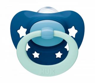NUK Dojčenský cumlík Signature modrý star Plast/Silikon 6-18 m