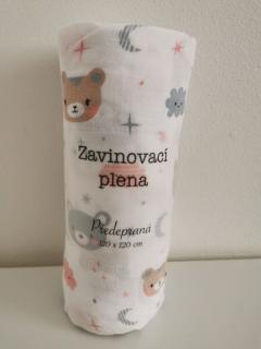 PREM Zavinovacia predpraná plienka  Méďa mráčik  Bavlna 120/120 cm