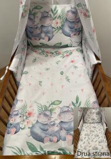 SDS Obliečky do postieľky Hrošíky rodina / Hrošíky baby Bavlna, 90/130, 45/60 cm