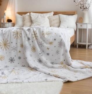 UNIVERSAL DESIGN Baránková deka vločky Magic white polyester 150/200 cm