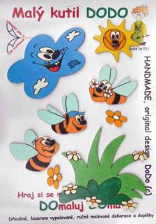 Zostava lúka - včely (Drevené dekorácie do detskej izbičky)