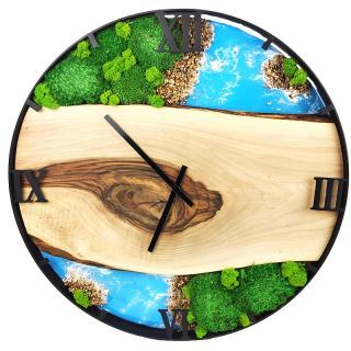 Drevené machové hodiny, kruh 60 cm