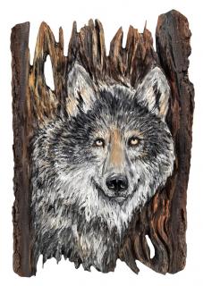 Drevený obraz Vlk  (39x58)