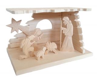 Drevený ručne vyrezávaný betlehem 25x15x15 cm