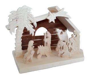 Drevený ručne vyrezávaný betlehem 25x15x17 cm