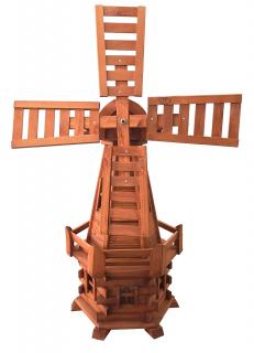 Drevený veterný mlyn záhradný, otočný, dekoračný 130 cm