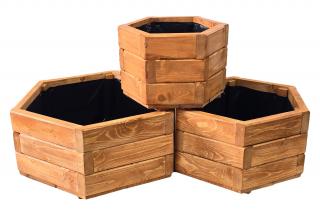 Sada drevených kvetináčov (3ks)