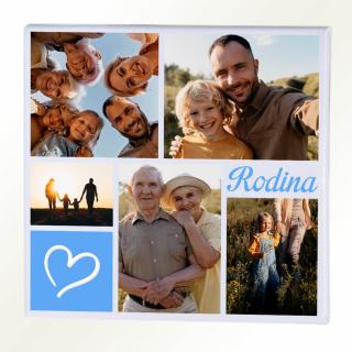 Fotka na plátne rámik KOLÁŽ RODINA rôzne veľkosti Fotopošta Farba: Modrá, Veľkosť obrazu: 60X40